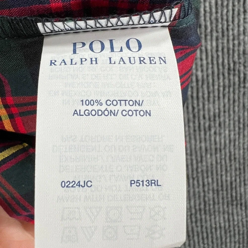 Polo Ralph Lauren Sleepwear Shirt Mens Large Red Plaid Long Sleeve Button Up New